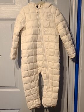 The North Face Cream Quilted Hooded Kids One-Piece Footie